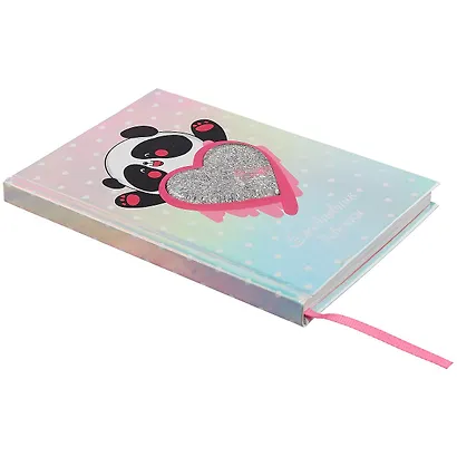 Ежедневник девочки А6+ 96л "ПАНДА" кожзам, тв.переплет, аппликация - фото 2