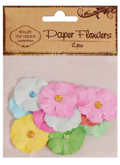 Набор бумажных цветочков, 12шт, микс (S26046406C) - фото 4