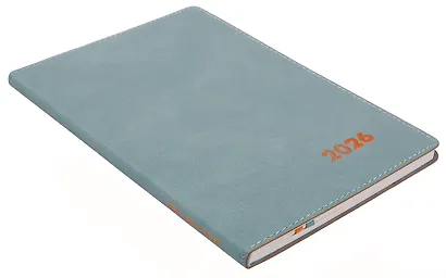 Еженедельник дат. 2026г. А5+ 80л "Нубук" бирюзовый, кожзам, мягк. переплет, тисн. фольгой, офсет, справ.мат-лы, закругл.углы, 2 ляссе, инд.уп - фото 2