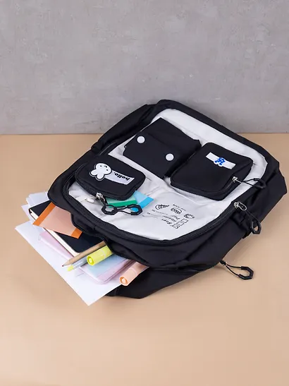 Рюкзак школьный, подростковый черно-белый "Кролик", Yoi - фото 12