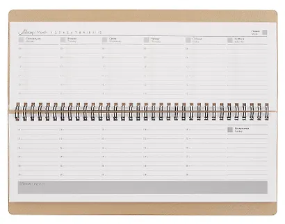 Планинг недат. 64л. "Наппа. Листья" кожзам, мягк.преплет, тиснение фольгой, офсет, полускр.евроспираль - фото 4