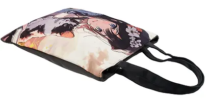 Сумка-шоппер на молнии Аниме Девушка с котенком (38х35) (текстиль, флис) Bookvalno - фото 4
