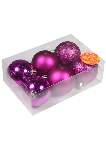Набор шаров (6шт) (6см) Пурпурный блеск пластик - фото 1