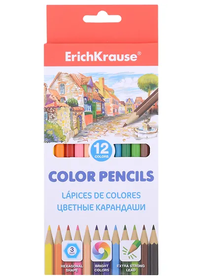Карандаши цветные Erich Krause, 12 цветов - фото 1