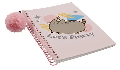 Книга для записей А5 48л "Pusheen" евроспираль, с  подвеской - помпоном, с наклейками - фото 2