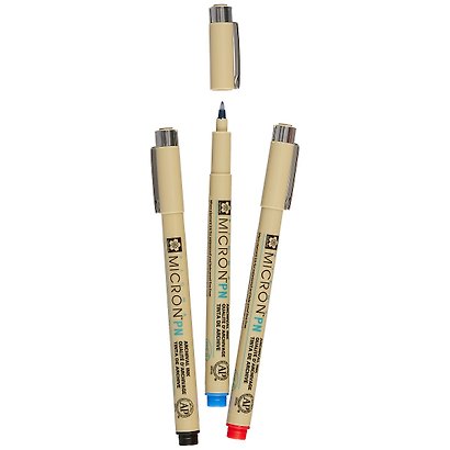 Ручки капиллярные 03цв Pigma Micron PN 0.4мм-0.5мм черный, синий, красный, Sakura - фото 2