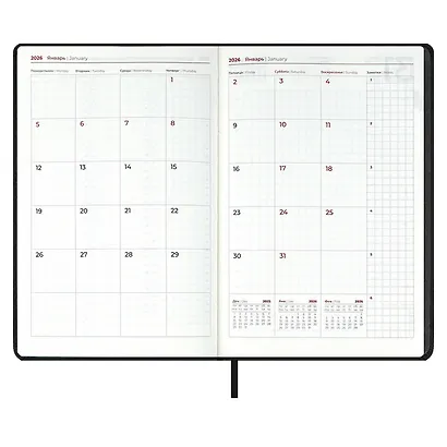 Ежедневник дат. 2026г. А5 176л "Софт-тач" черный, кожзам, тв.переплет, офсет, закругл.углы, ляссе, инд.уп - фото 10