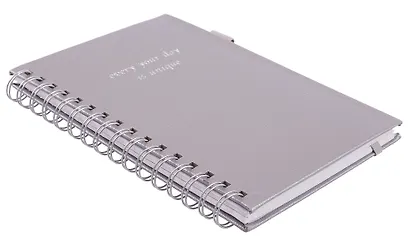 Книга для записей А5 80л кл. "Calipso" серый, иск.кожа, резинка, гребень - фото 3