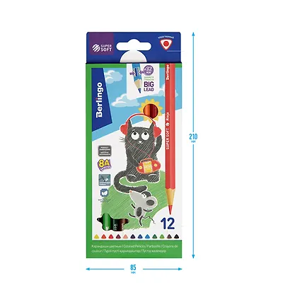 Карандаши цветные Berlingo, "SuperSoft. Жил-был кот", 12 цветов - фото 4