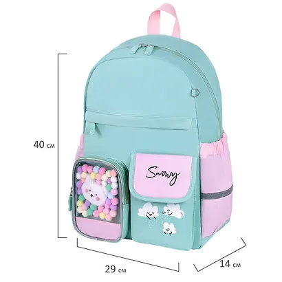 Рюкзак "Funny clouds" 1отд., 40*29*14см. мятный, с термонашивками - фото 4