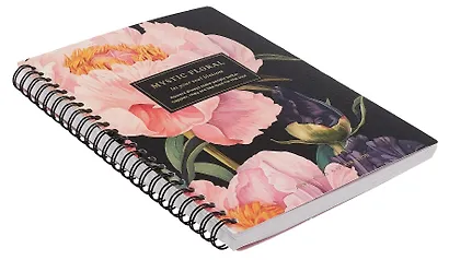 Тетрадь 120 листов в клетку "Blossom. Peonies on black", на спирали - фото 2