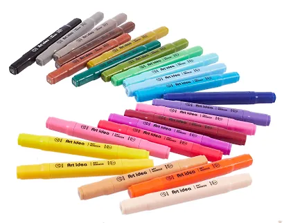 Маркеры для скетчинга 24 цвета, двусторонние кисть/скошенный наконечник, Art idea - фото 3