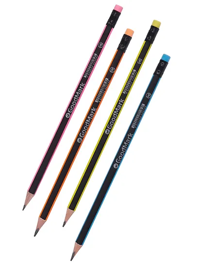 Карандаш GoodMark, Neon, чернографитный HB с ластиком, в ассортименте - фото 1