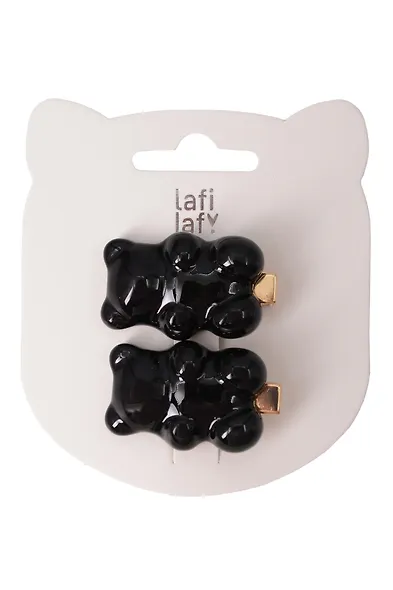 Набор заколок Мишки черные (2шт) (пластик) (3,5см) (12-Ava-4) (Lafilaf) - фото 1