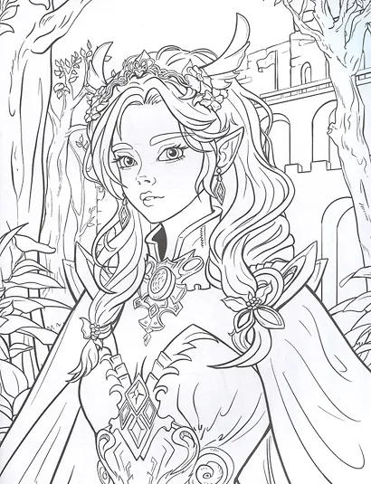 В стиле Genshin Impact. Аниме-раскраска - фото 4