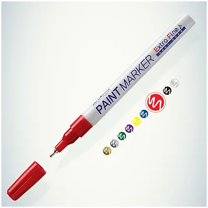 Маркер-краска MunHwa, Extra Fine Paint Marker, красный 1 мм - фото 4