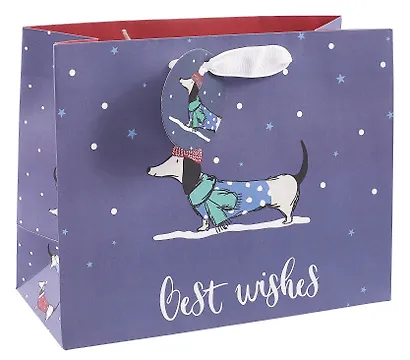Пакет А5 18*23*10 "Новогодняя такса. Best wishes" НГ, бум.мат.ламинат - фото 1
