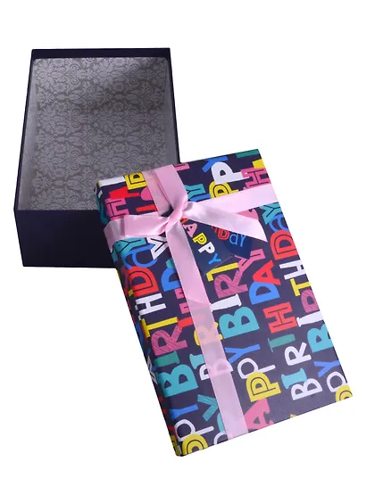 Коробка подарочная "С днем рождения!" синяя 19*12.5*8см. картон - фото 2