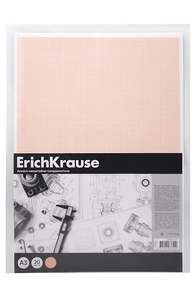 Бумага миллиметровая А3 20л рыжая сетка, пластик.папка, ErichKrause - фото 1