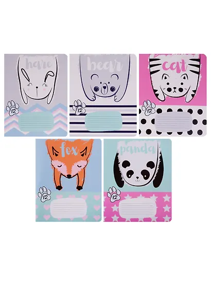 Тетрадь в клетку Academy Style, "Потягушки (зверята)", 12 листов, в ассортименте - фото 4