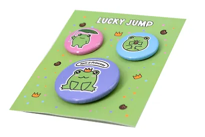 Набор значков Лягушки Lucky Jump (металл) (2 шт 25мм, 1 шт 38мм) (ЗН2023-071) - фото 2