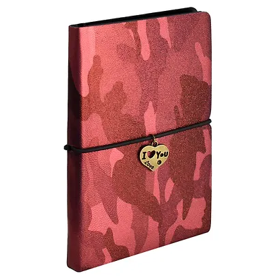 Записная книжка А6 120л "КАМУФЛЯЖ КРАСНЫЙ МЕТАЛЛИК" интегр.переплет, скругл.корешок - фото 3
