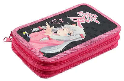 Пенал 2 отделения "Аниме с бабочкой" 19*11, молния - фото 3