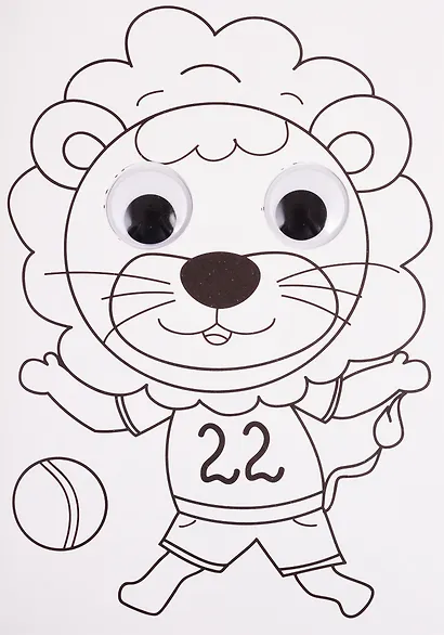 РАСКРАСКА А4 с глазками 35мм. СИНЯЯ(тигрёнок в самолёте) - фото 3