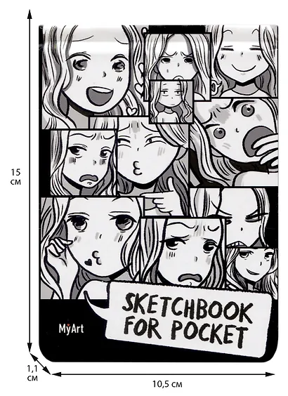 Скетчбук А6 48л "Sketchbook for Pocket. Комикс аниме" белый офсет, резинка, тв.обложка - фото 2