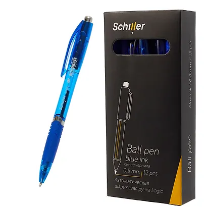 Ручки шариковые автоматические синие 12 штук "Logic" 0,5 мм, Schiller - фото 6