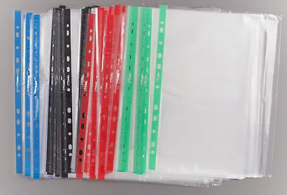 Папка-вкладыш А4 100шт/уп 30мкм, гладкая, с цветным корешком, ассорти, СТАММ - фото 2