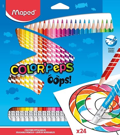 Карандаши цветные с ластиком «Color'Peps Oops», Maped, 24 цвета - фото 1