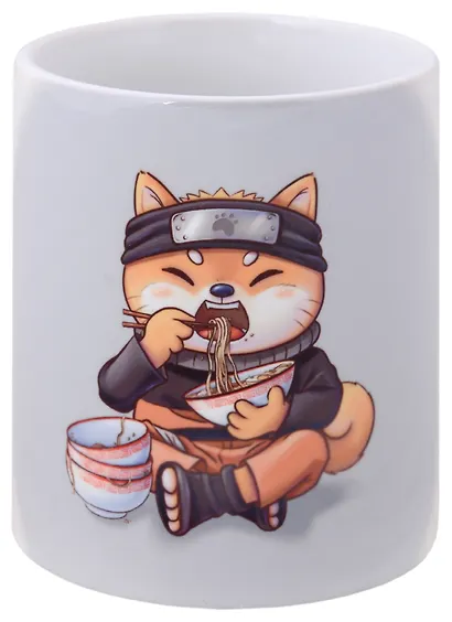 Кружка Аниме Лисенок с лапшой рамен (Сёдзё) (керамика) (330мл) - фото 1