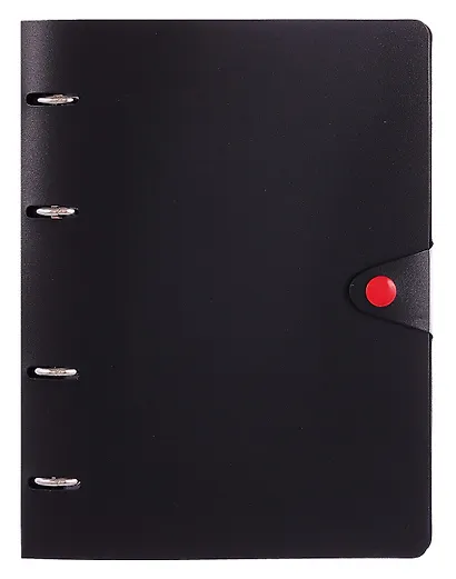 Тетрадь 80 листов, клетка, "Favorite Black. No 4" на кольцах, сменный блок, на кнопке - фото 1