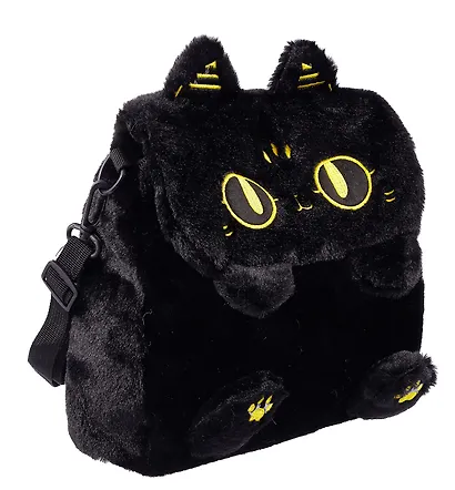 Рюкзачок-игрушка плюшевый Котик черный (17х14) (12-00830-202406-2) Bookvalno - фото 1