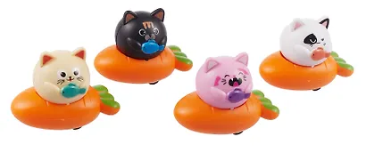 Инерционные машинки, фигурки животных Котики (набор 4 шт машинки + 4 шт морковки) - фото 1