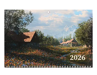 Календарь квартальный 2026г 297*695 "Цветочное поле" настенный, трёхблочный, спираль - фото 1