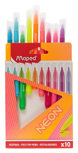 Фломастеры 10 цветов "Neon" смываемые, Maped - фото 2
