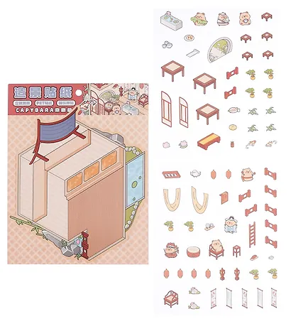 Набор наклеек с полем для создания миниатюрных сцен, размер 150х125 мм (+пинцет) - фото 5