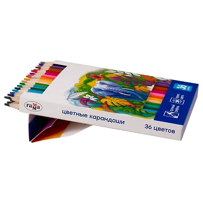 Карандаши цветные 36цв "Классические", заточ., к/к, подвес, Гамма - фото 6