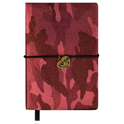Записная книжка А6 120л "КАМУФЛЯЖ КРАСНЫЙ МЕТАЛЛИК" интегр.переплет, скругл.корешок - фото 1