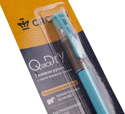 Гелевая ручка синяя, Quick Dry, Crown - фото 4