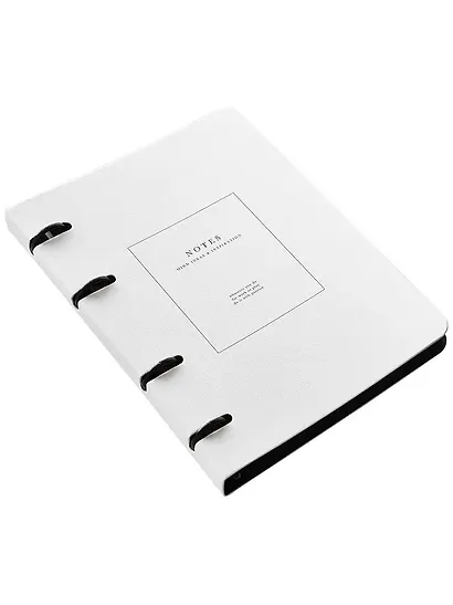 Тетрадь 80л кл. "Notes", белый, на кольцах, мел.картон, микротекстурирование, ламинация - фото 1