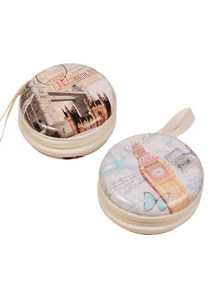 Монетница круглая на молнии Лондон Винтаж d=7см, металл 12-07649-A02 - фото 1