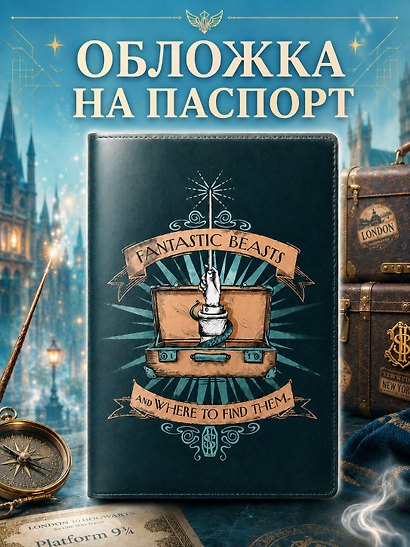 Обложка для паспорта. Фантастические твари. Чемодан - фото 3