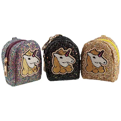 Сумочка-рюкзачок на молнии с блестками Единорог (10см) (ПВХ бокс) - фото 3