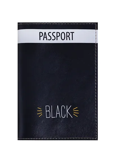 Обложка для паспорта Black (кожа) (ПВХ бокс) (ОК2018-16) - фото 1