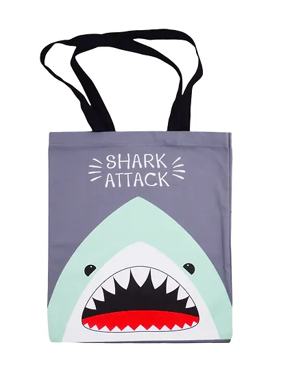 Сумка-шоппер Shark attack серая текстиль 40см.*32см. - фото 1