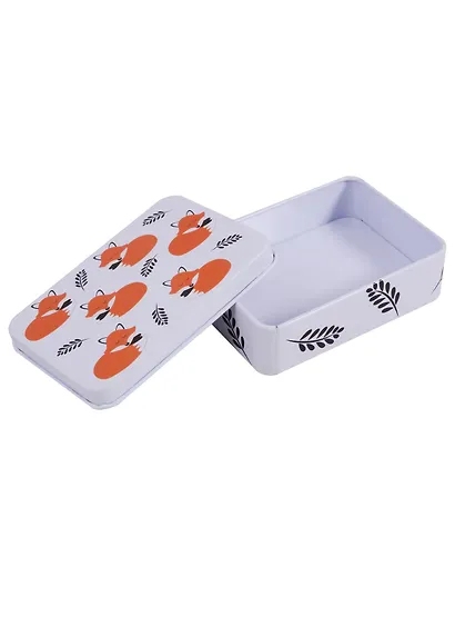 Шкатулка Лисы на белом фоне (9х7х3) (металл) - фото 2