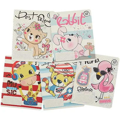 Тетрадь в клетку Academy Style, "Веселые зверята", 12 листов, в ассортименте - фото 7